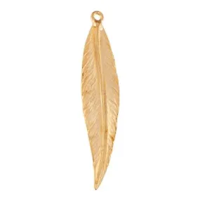 51mm Satin Gold Large Wispy Feather Charm