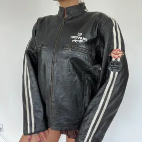 90s biker motorcycle leather jacket - Size L