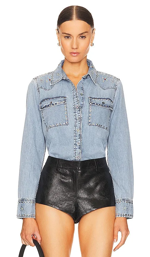 Essentiel Antwerp Fairchild Denim Western Shirt in Blue