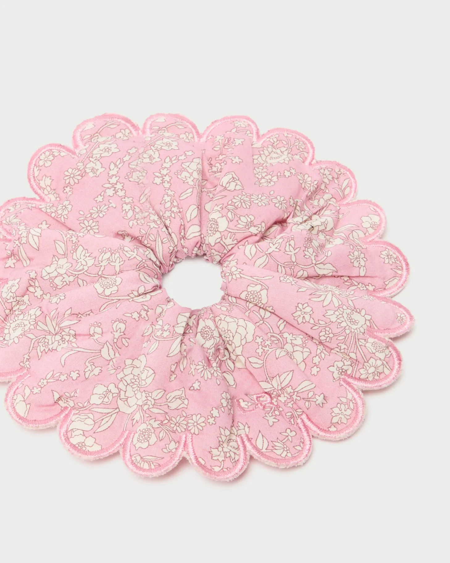 Frankie Pink Floral Scallop Scrunchie