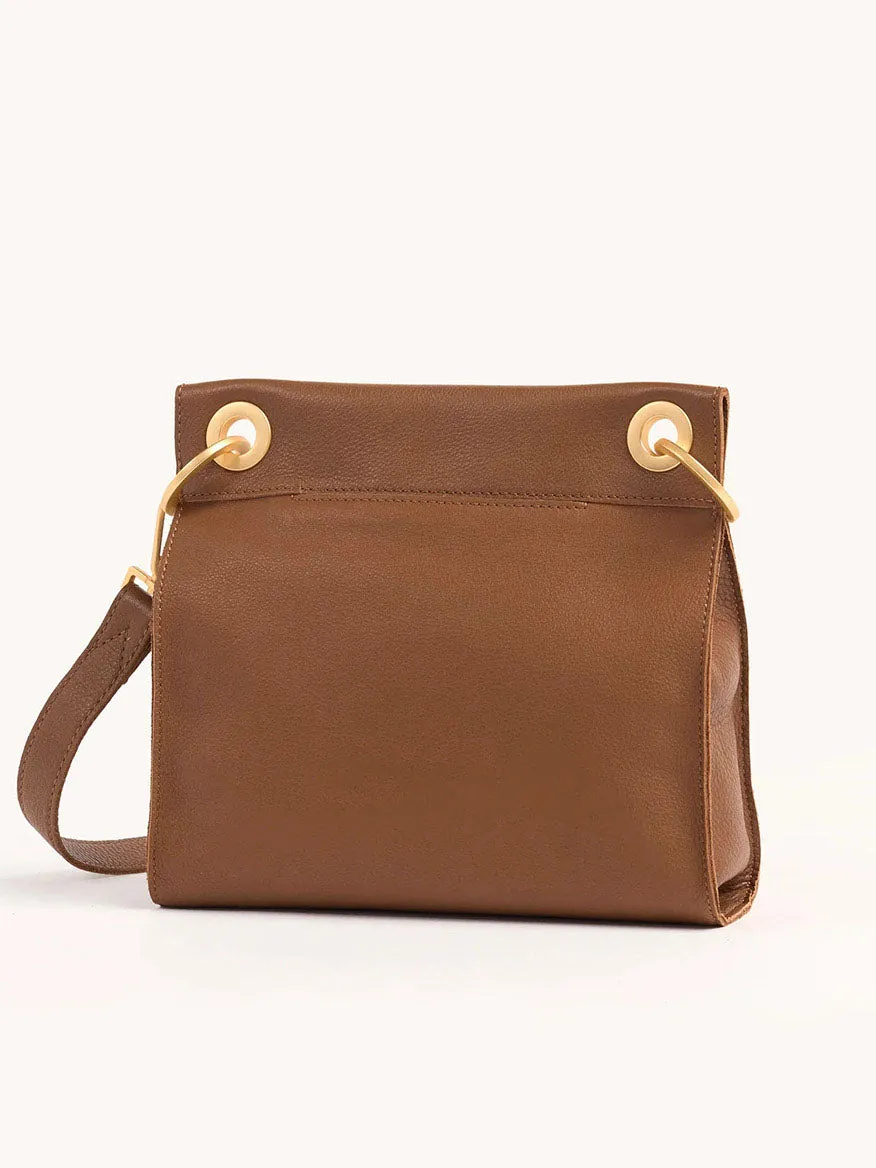 Hammitt Los Angeles Tony Medium Crossbody Bag in Mahogany Pebble w/Red Zip