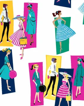 'Mod Shapes' Wallpaper by Barbie™ - Emerald Berry