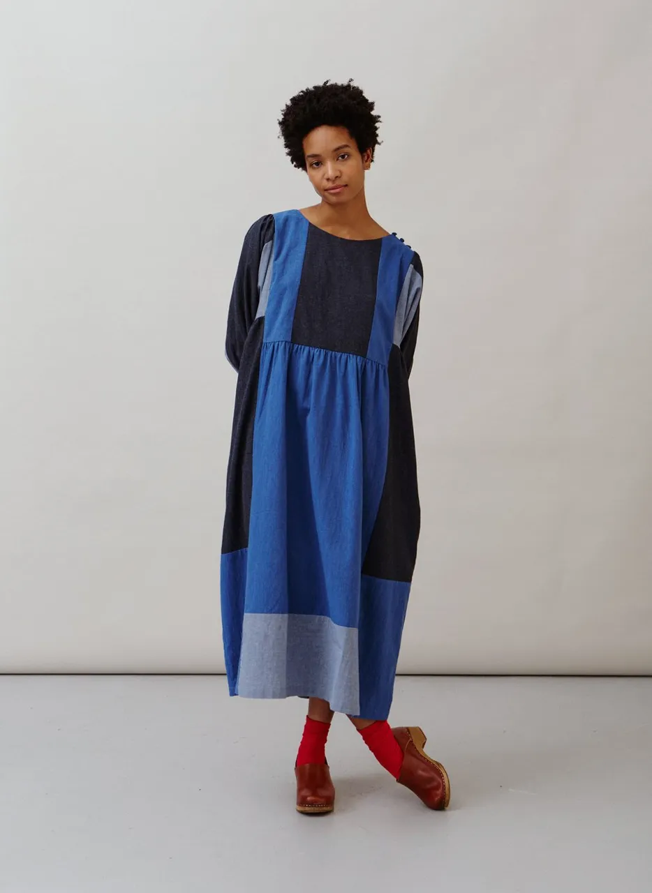 Sideline | Betsy Dress | Patchwork Indigo