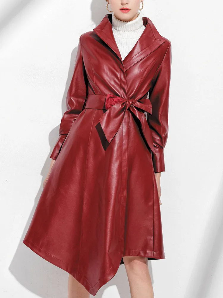 TangJie Belt Slim Women Overcoats