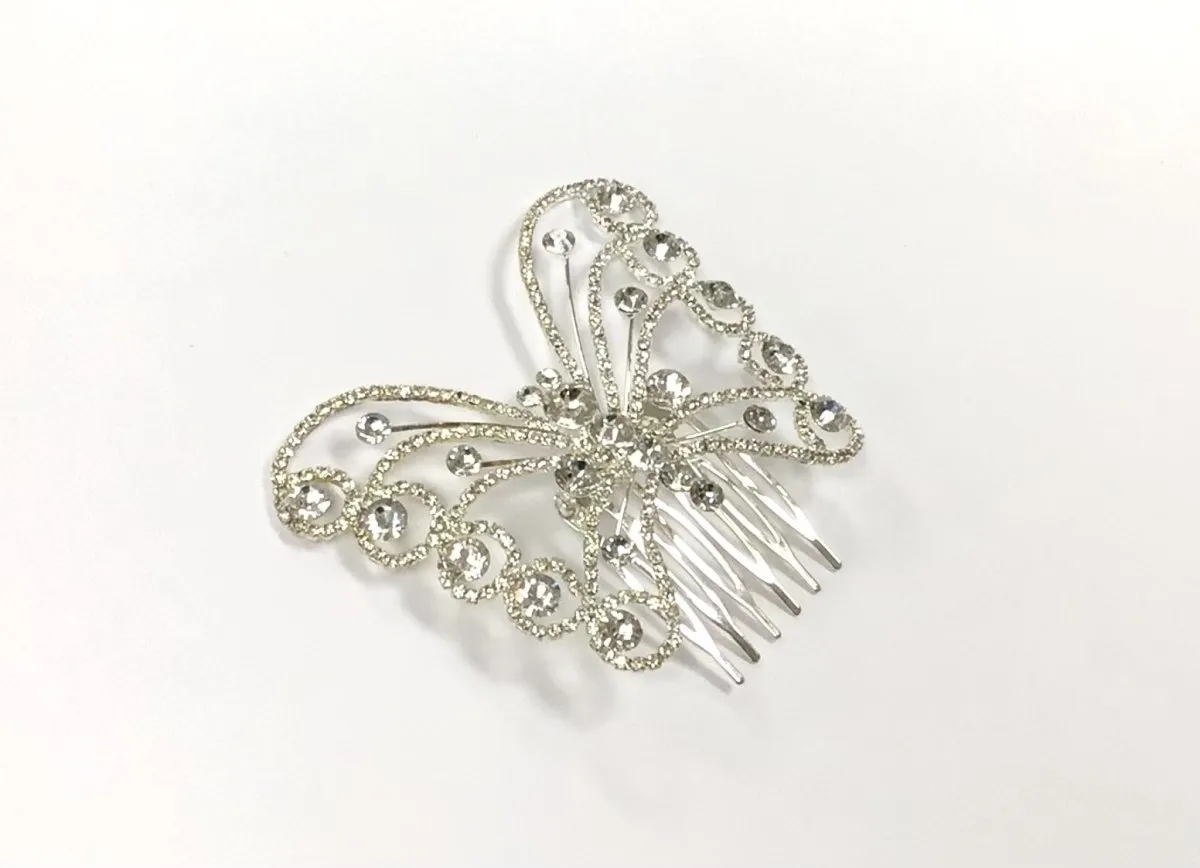 Wispy Diamante Crystal Butterfly Hair Comb