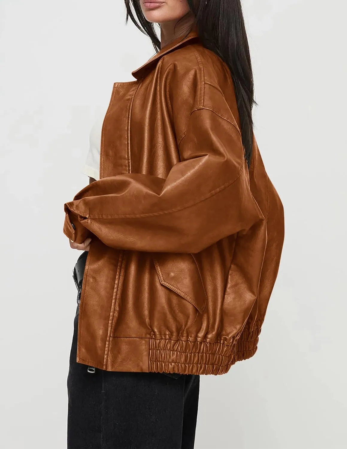 Women's Faux Leather Coat, so cozy