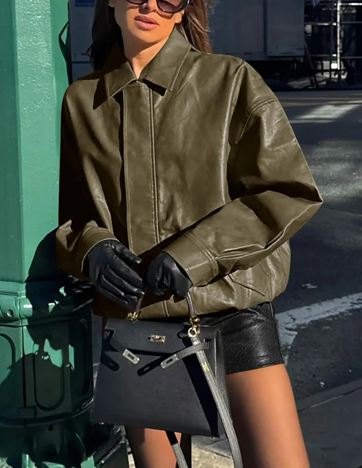Women's Faux Leather Coat, so cozy