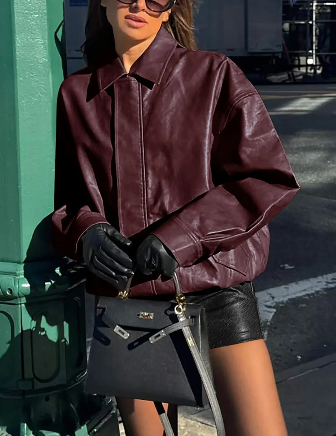 Women's Faux Leather Coat, so cozy