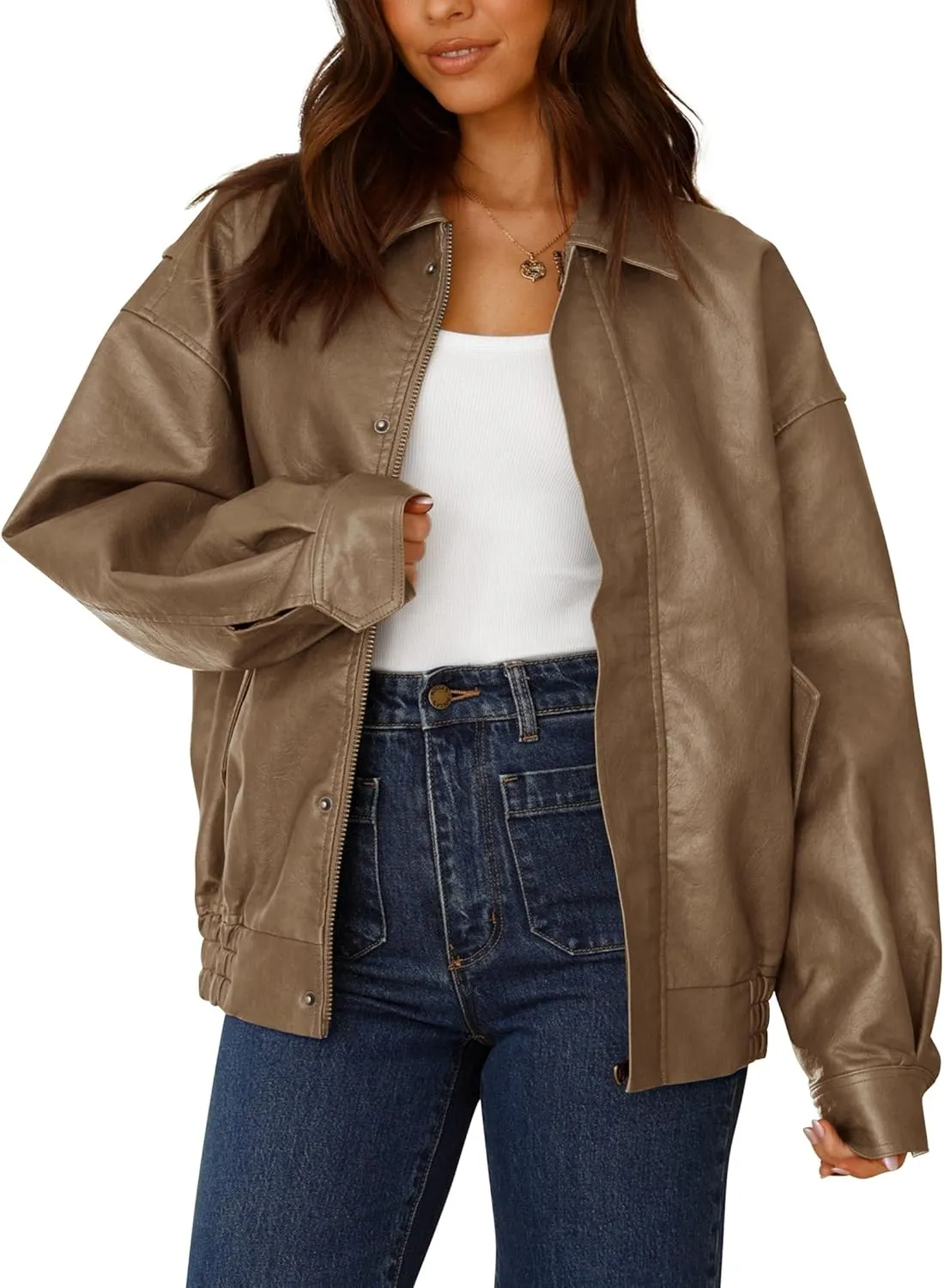 Women's Faux Leather Coat, so cozy