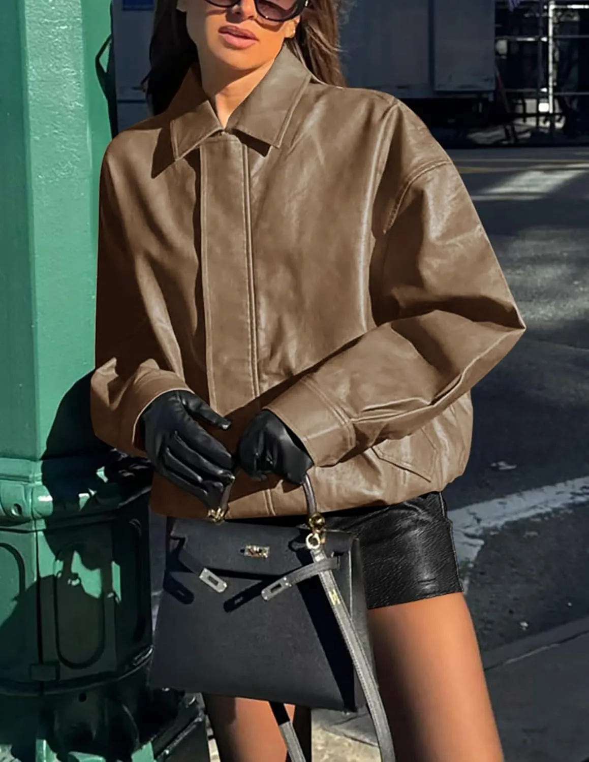 Women's Faux Leather Coat, so cozy
