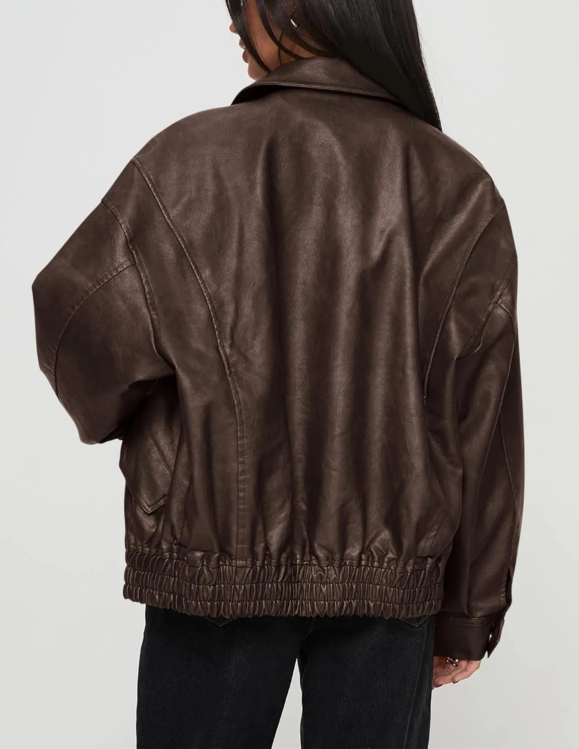 Women's Faux Leather Coat, so cozy