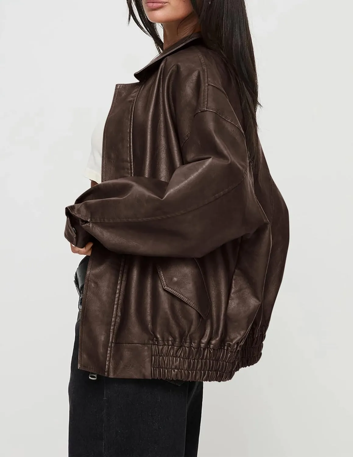 Women's Faux Leather Coat, so cozy