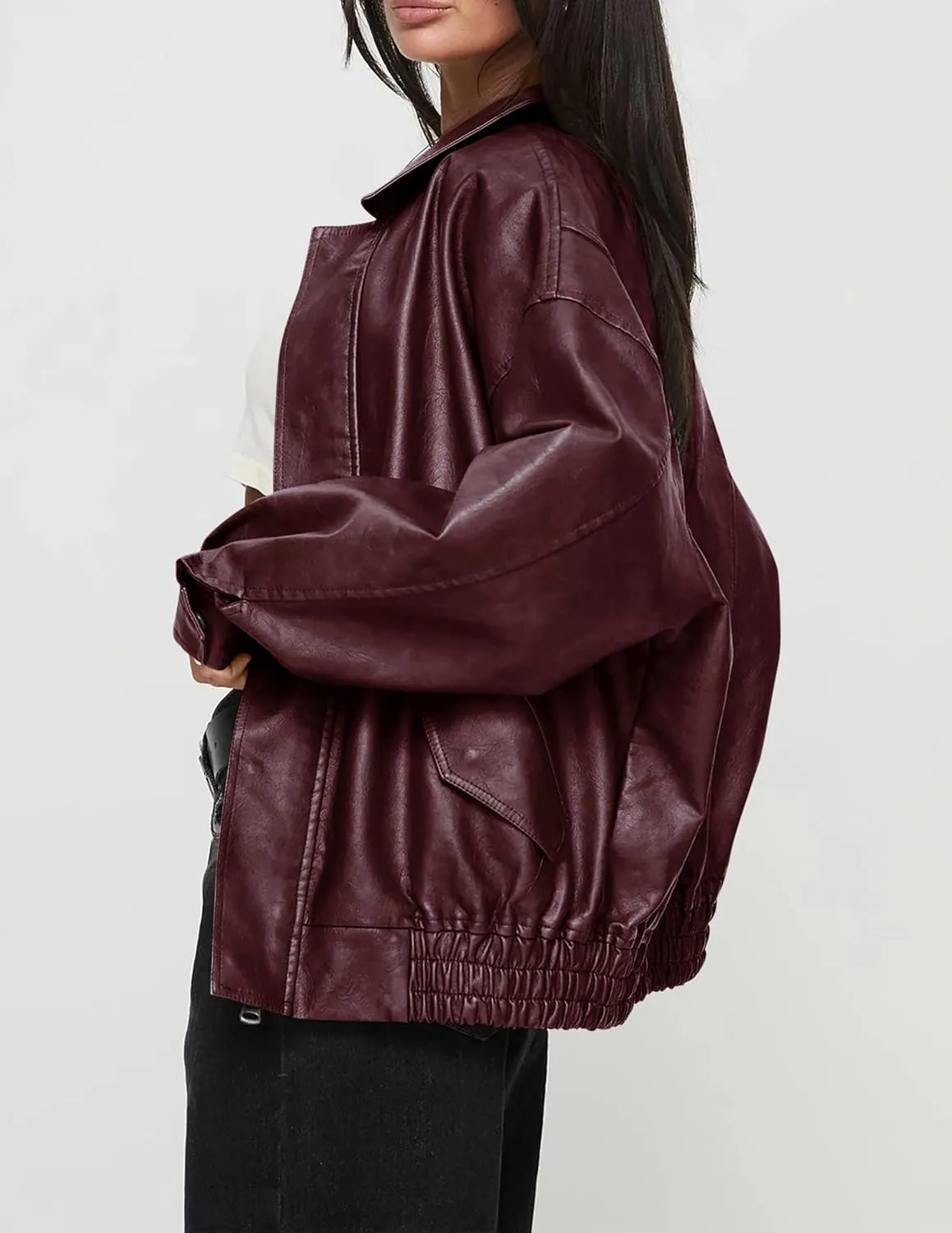 Women's Faux Leather Coat, so cozy