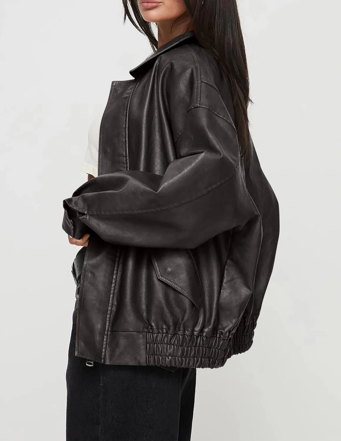 Women's Faux Leather Coat, so cozy