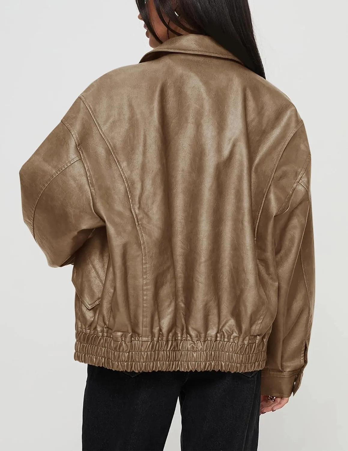Women's Faux Leather Coat, so cozy