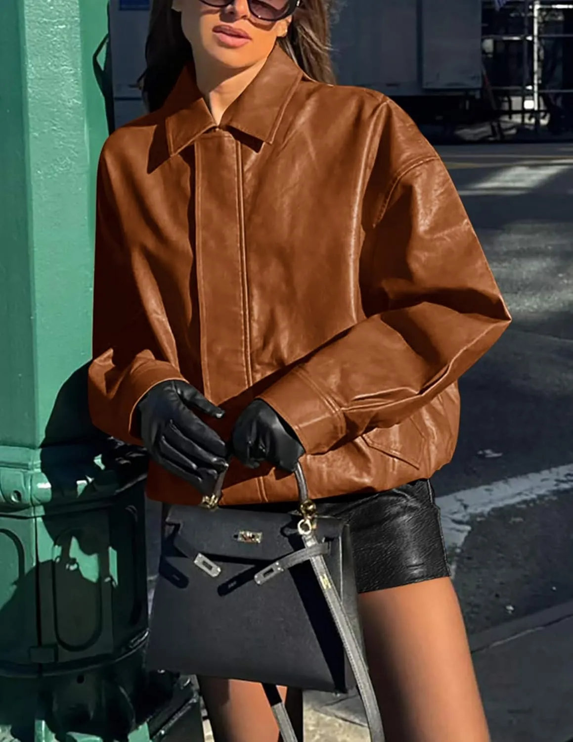 Women's Faux Leather Coat, so cozy