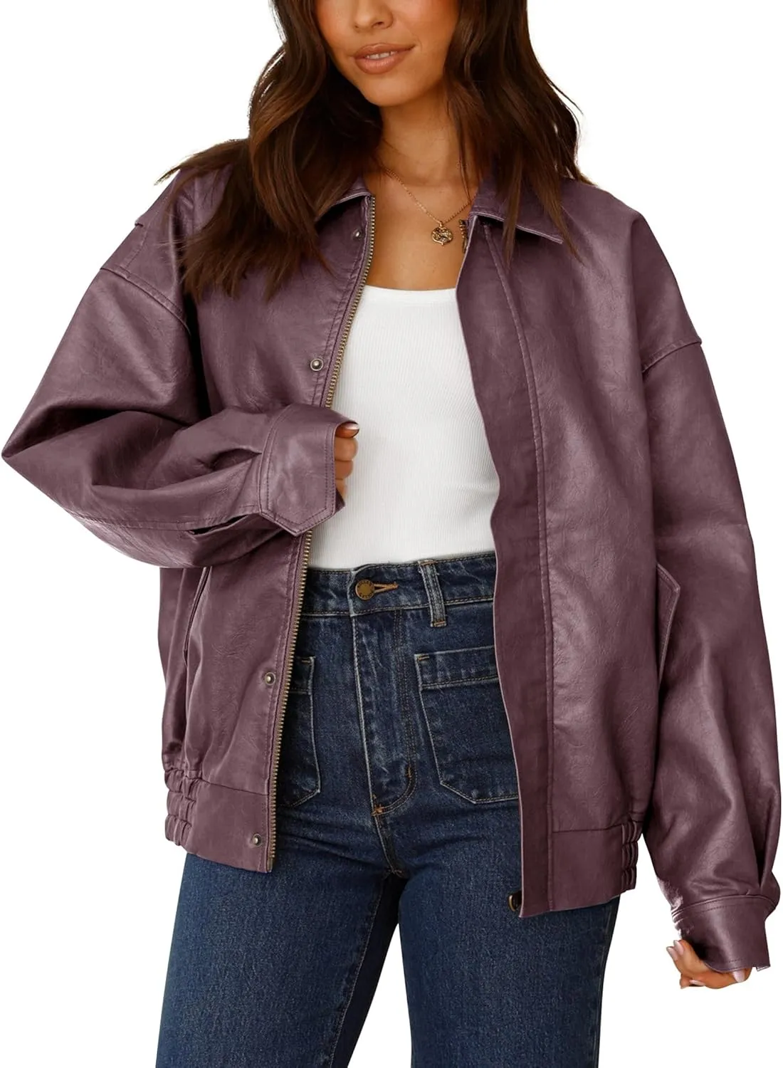 Women's Faux Leather Coat, so cozy