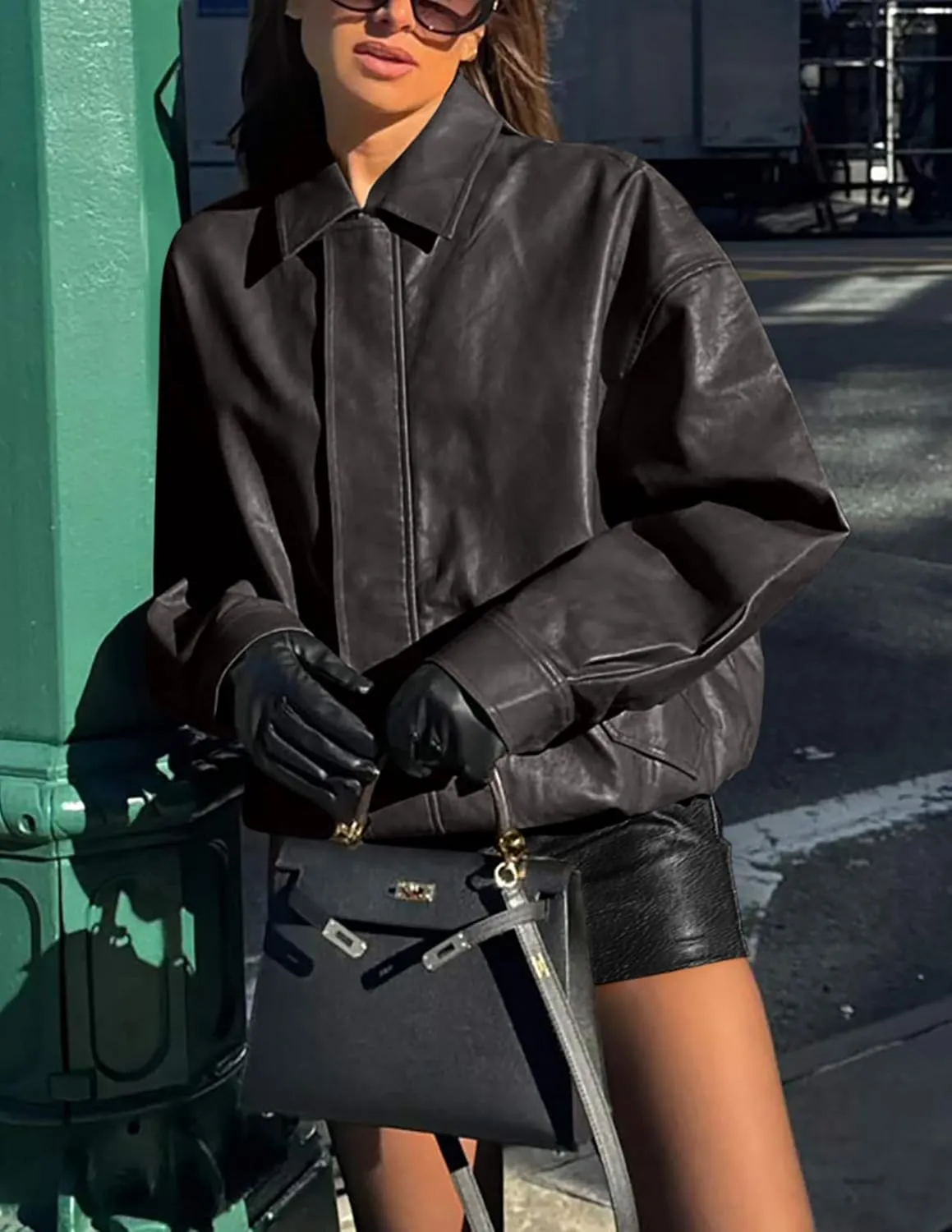 Women's Faux Leather Coat, so cozy