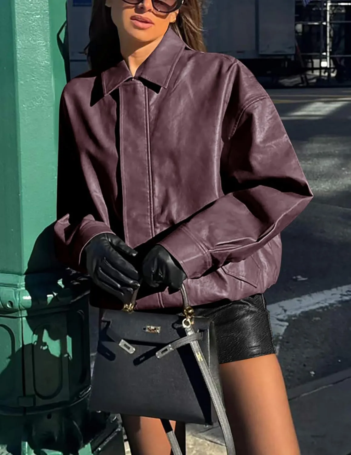 Women's Faux Leather Coat, so cozy