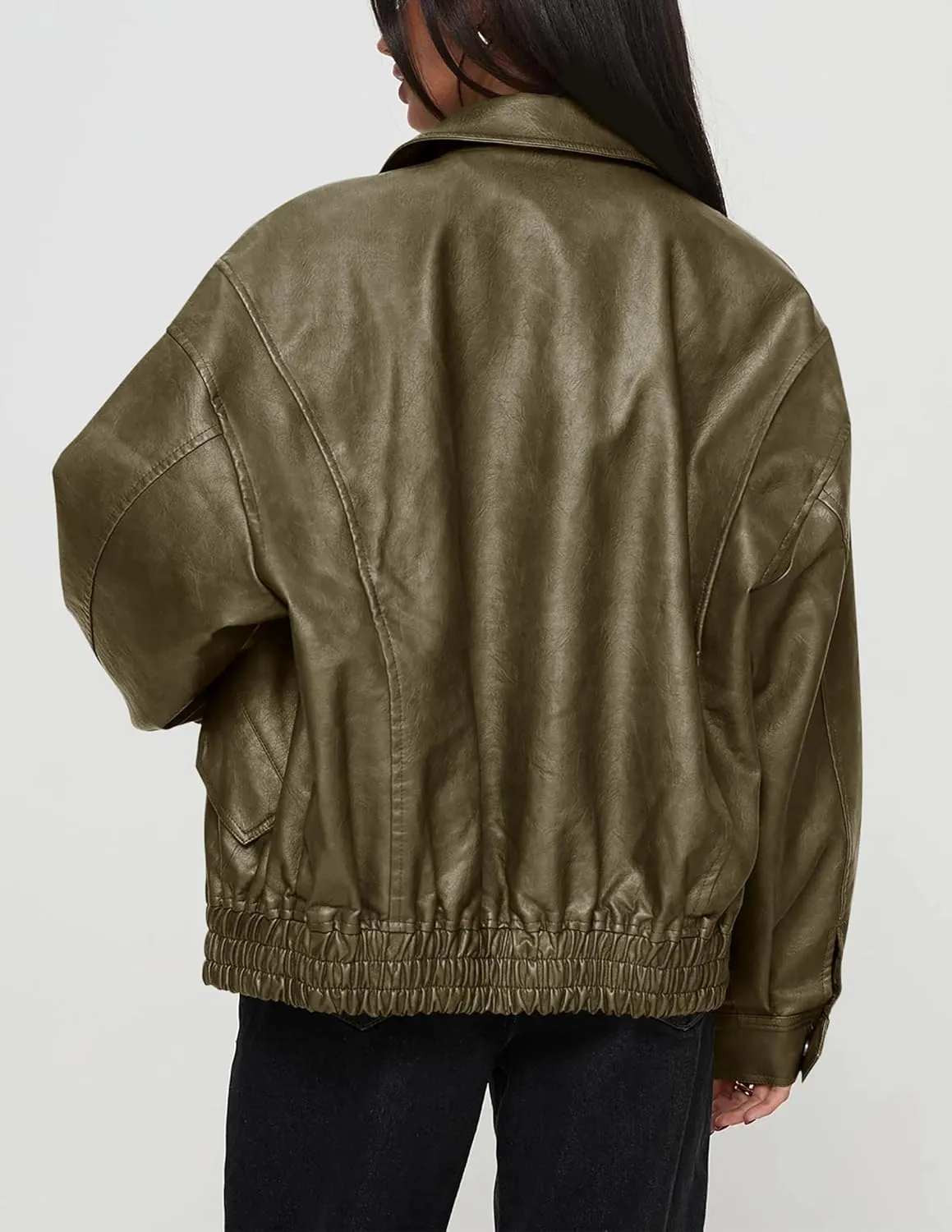 Women's Faux Leather Coat, so cozy