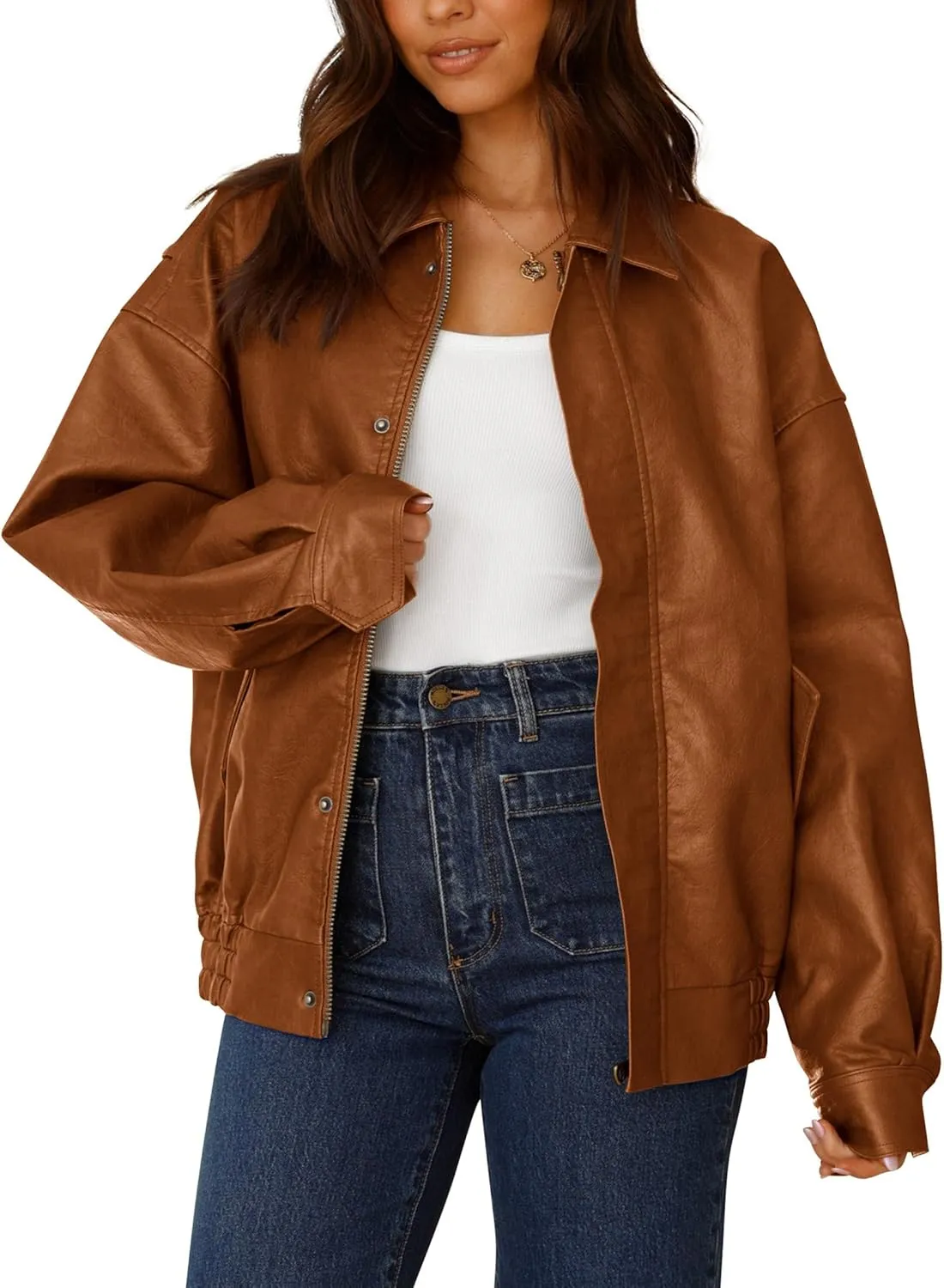 Women's Faux Leather Coat, so cozy