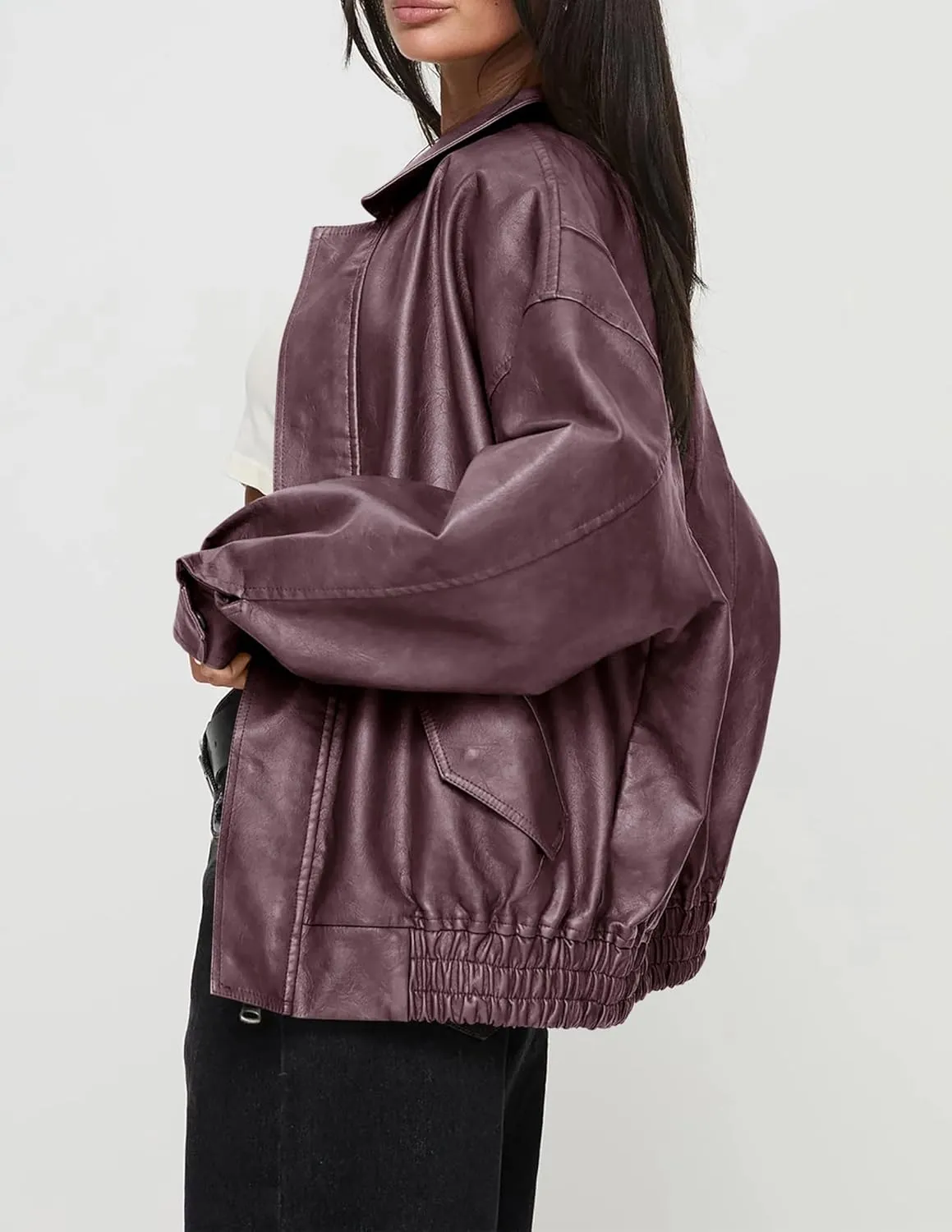 Women's Faux Leather Coat, so cozy