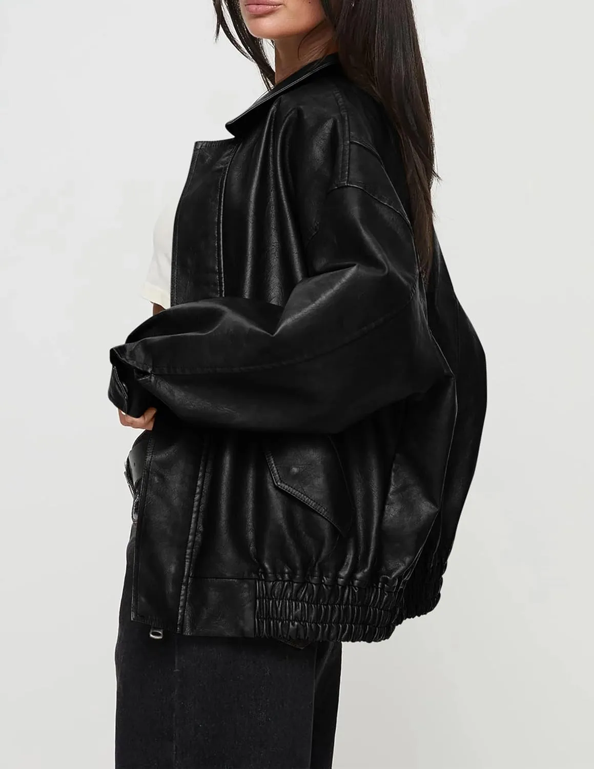 Women's Faux Leather Coat, so cozy