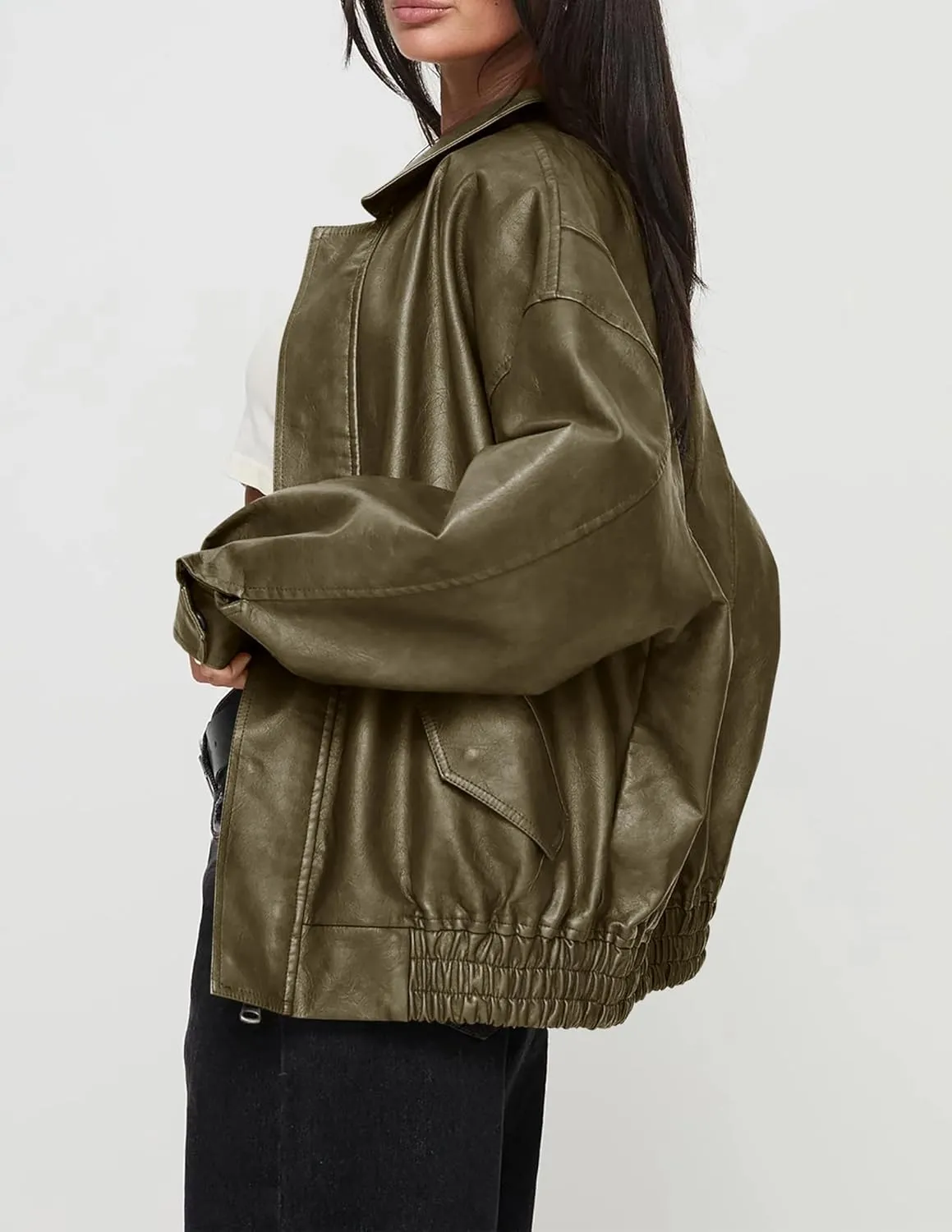 Women's Faux Leather Coat, so cozy